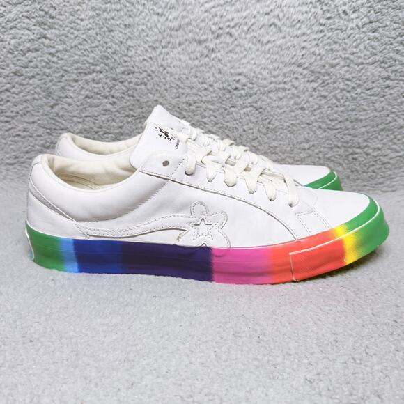 Converse Golf Le Fleur One Star Ox Mens Size 13 Sneakers White Rainbow Leather - Picture 2 of 10